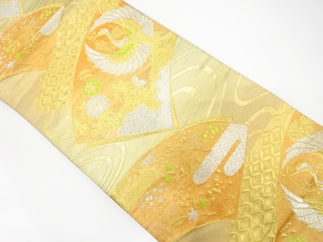 JAPANESE KIMONO / ANTIQUE FUKURO OBI / SILK / WOVEN JIGAMI PATTERN